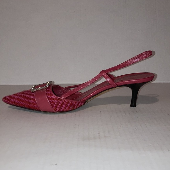 KATE SPADE Pink Tweed Kitten Slingback Size 6 1/2 - Picture 11 of 16